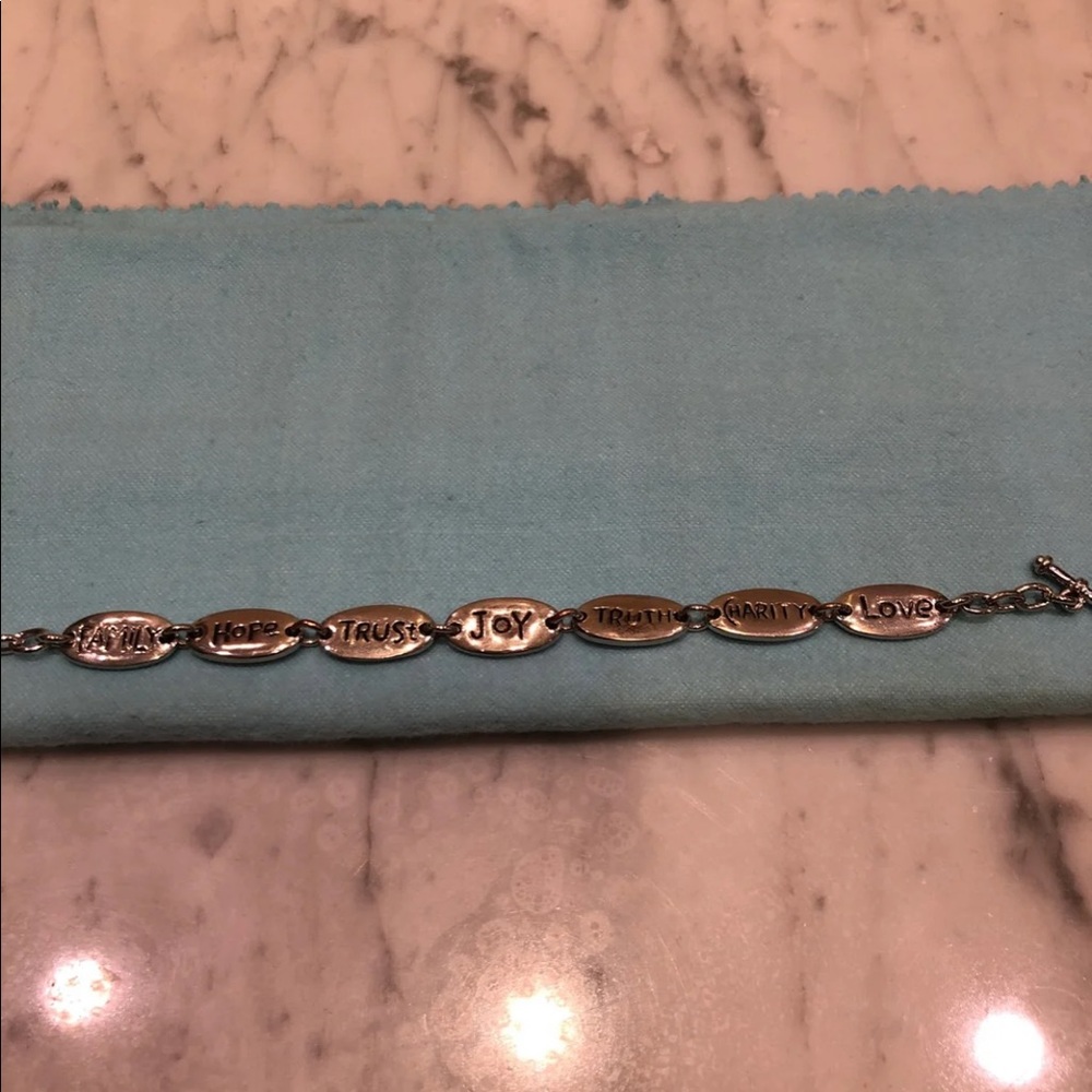 Silver values bracelet